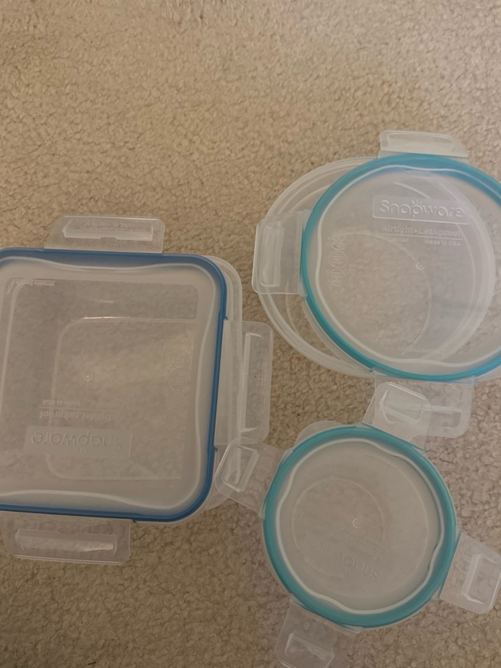 Blue-Trim Food Storage Container Set - Clear Plastic Dinnerware